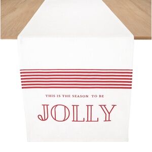 Christmas Jolly Season Table Runner 108 Inches for Christmas White Red NWT